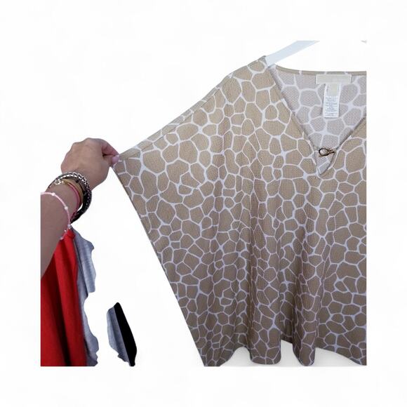 MICHAEL Michael Kors Giraffe Print V-neck Kimono Style Pullover Top - Size L/XL - Picture 4 of 7